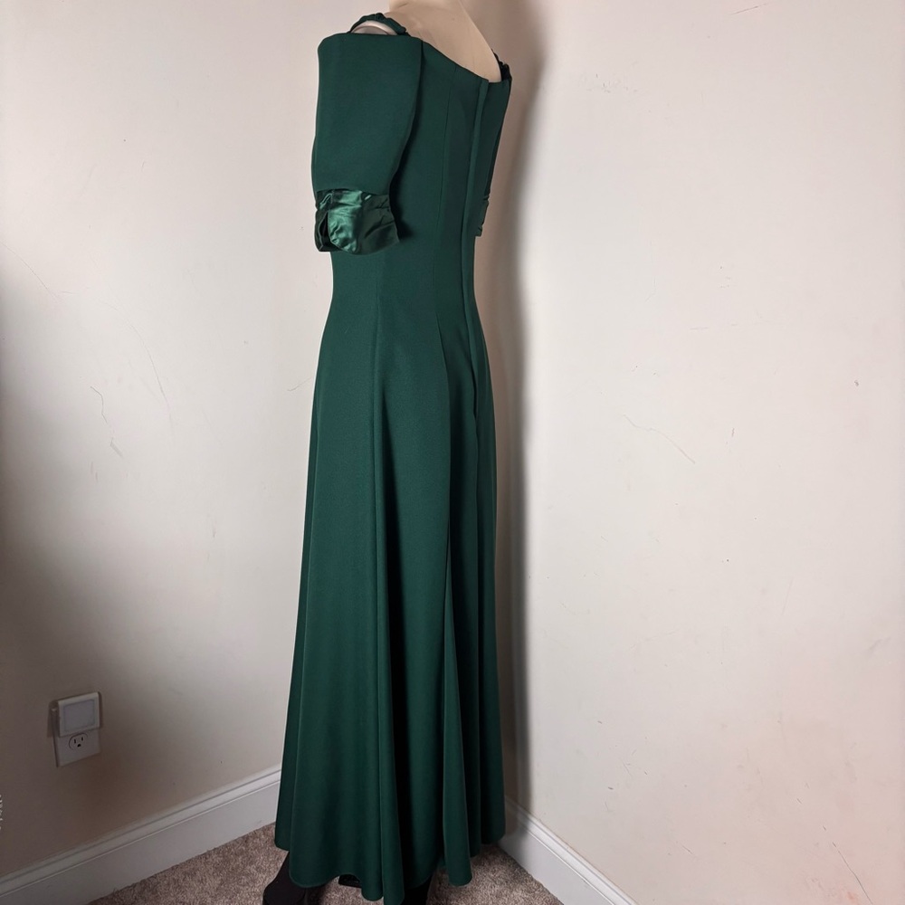 Green vintage 90s off the shoulder dress - Picture 4 of 8